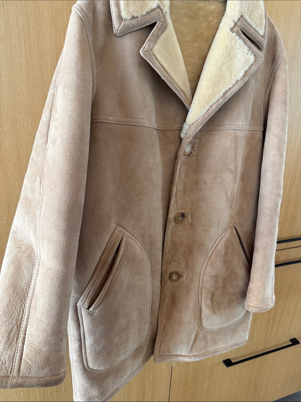Vintage Sawyer of Napa Shearling Rancher Coat Suede Leather Sheepskin Jacket - Picture 12 of 13
